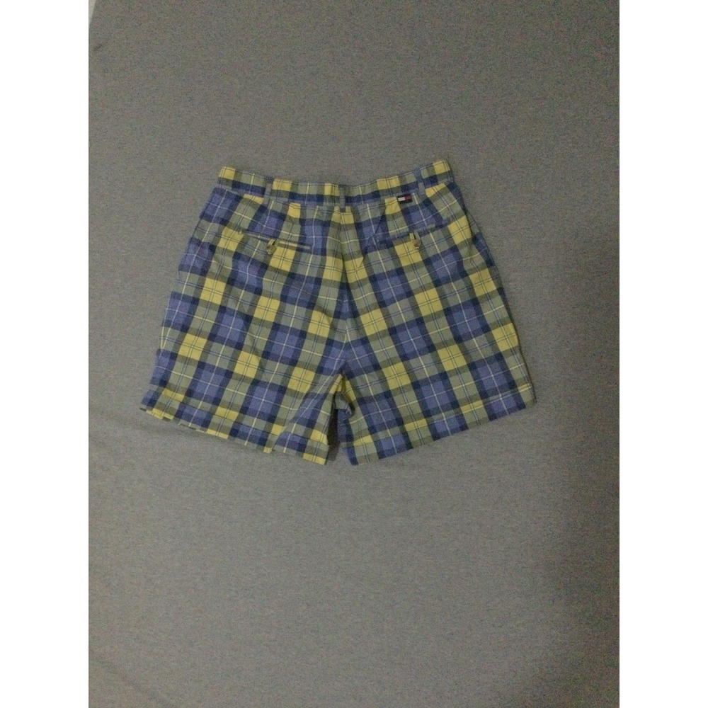 Vtg Tommy Hilfiger Plaid Shorts Womens Size 1 Blue Yellow Pleated Cotton Y2K NWT - Picture 8 of 16